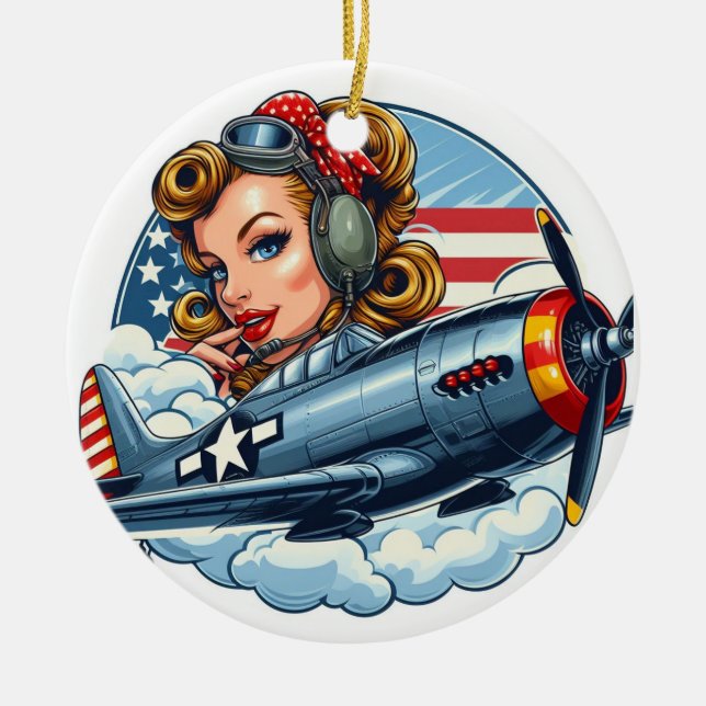 Button-Up Girl P-47 Keramik Ornament (Vorne)