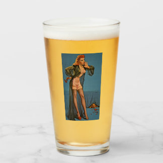 Button Up Girl Pint Trinkglas Glas