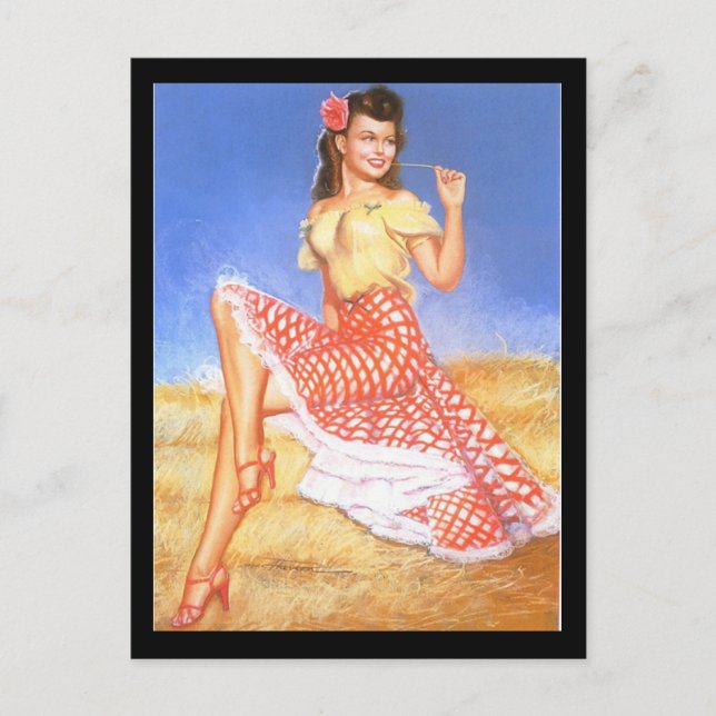 Button-up Girl Postcard der 1950er Jahre Postkarte (Vorderseite)
