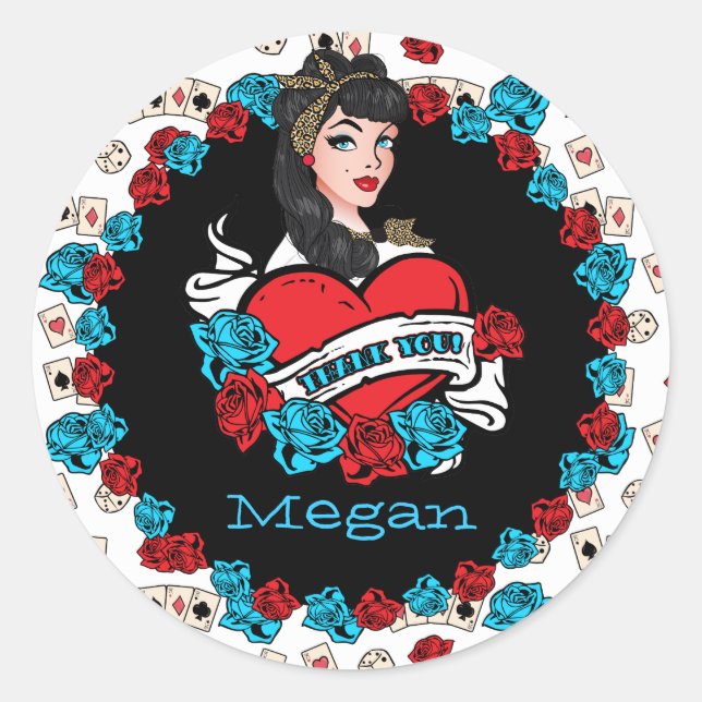 Button-up Girl, Rock-a-Billy, Danke Stickers (Vorderseite)