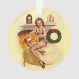 Button Up Girl Weihnachten am Kamin Ornament