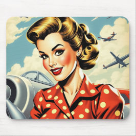 Button Up Girl WW2 Mousepad