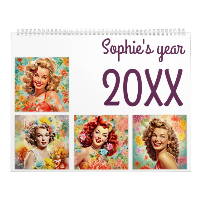 Button-Up Girls-Retro im neuen Jahr Kalender (Titelbild)