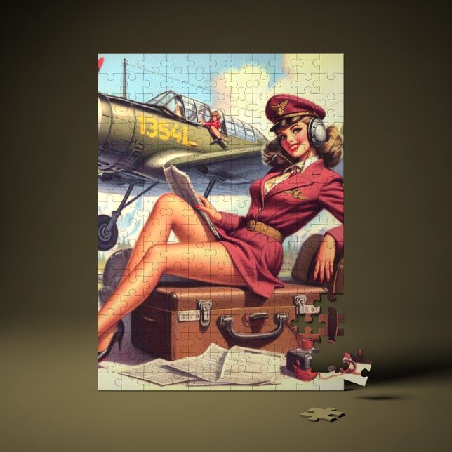 Button-Up-Illustration des Vintagen Flugzeugs Puzzle (Von Creator hochgeladen)
