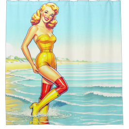 Button Up Lady Duschvorhang