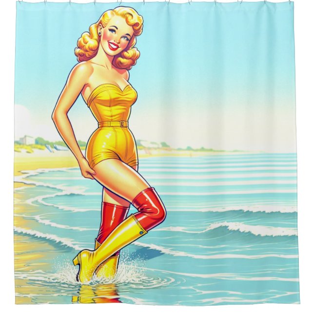 Button Up Lady Duschvorhang (Vorderseite)