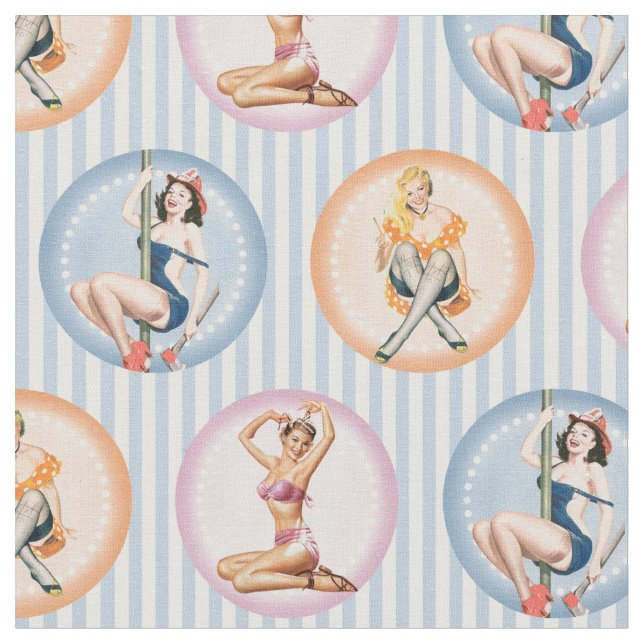 Button Up Ladys - Retro Models Pinups Stoff (Nahaufnahme)