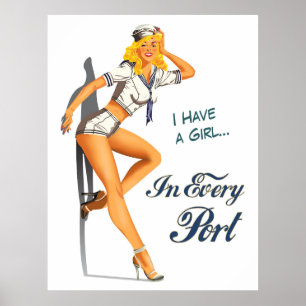 Button-up Sailor Girl Poster