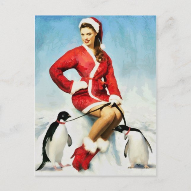 Button-up Santa Malerei Feiertagspostkarte (Vorderseite)