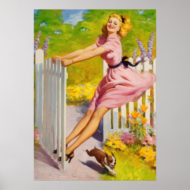 Button-up-Spielzeit mit Hund Poster (Vorne)