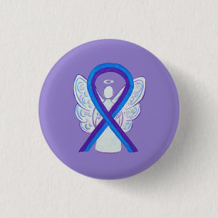 Buttone des Blue and Lila Ribbon Awareness Angel Button