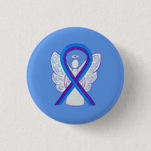 Buttone des Blue and Lila Ribbon Awareness Angel Button