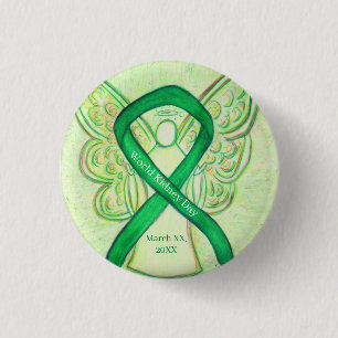 Buttone des World Kidney Day Green Awareness Ribbo Button