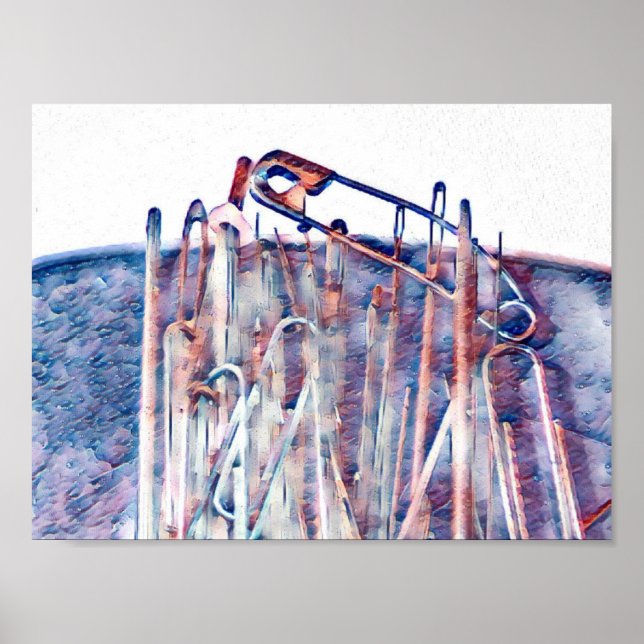 Buttone und Nadeln Poster (Vorne)