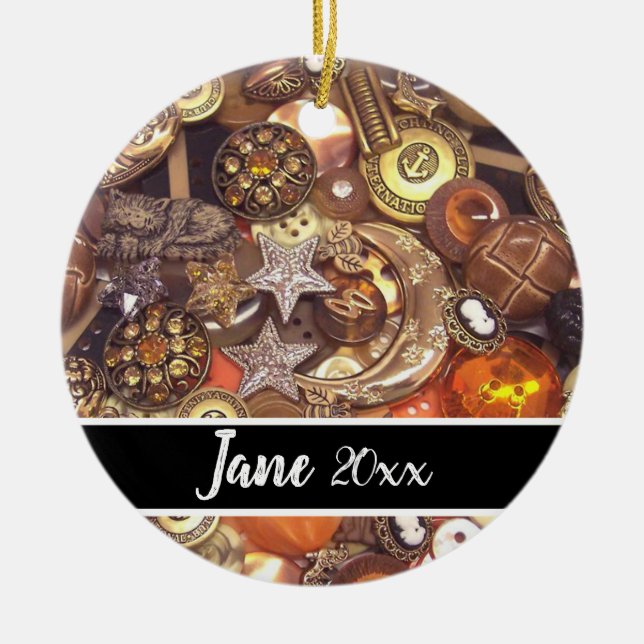 Buttons in Himmelsgestalten und Farben Keramik Ornament (Vorne)