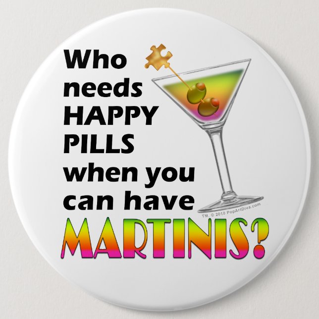 Buttons - Martinis / Happy Pills (Vorderseite)