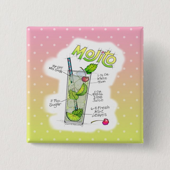 BUTTONS - MOJITO RECIPE COCKTAIL ART (Vorderseite)