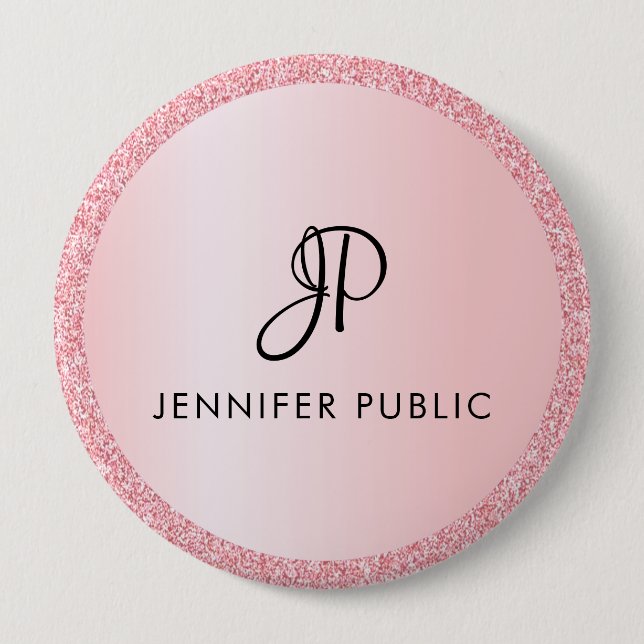 Buttons Personalisierte Monogram Template Rose Gol (Vorderseite)