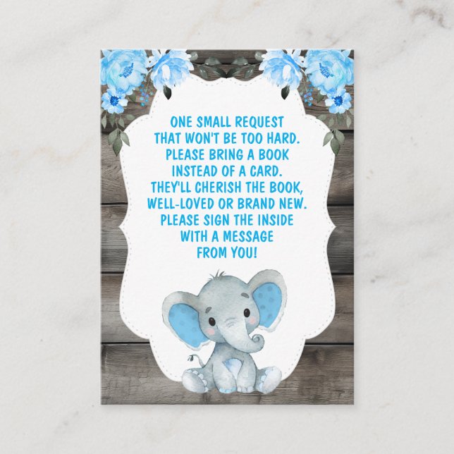 Buy Request Boy Elephants Shower Blue Ticket Begleitkarte (Vorderseite)