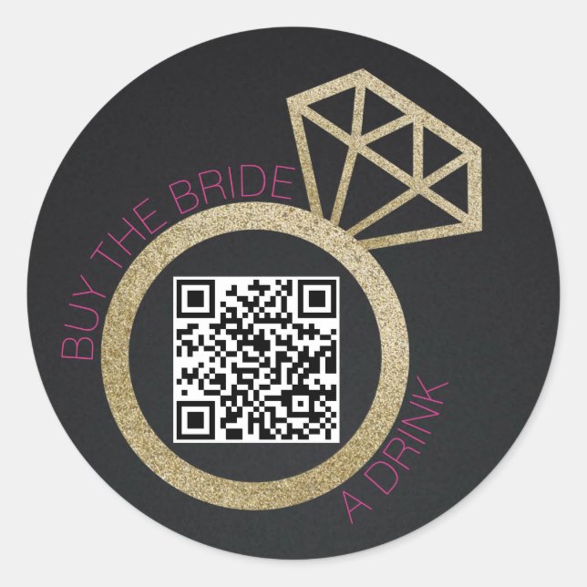 Buy the Bachelorette a Drink QR Code, Hens Party Runder Aufkleber (Vorderseite)