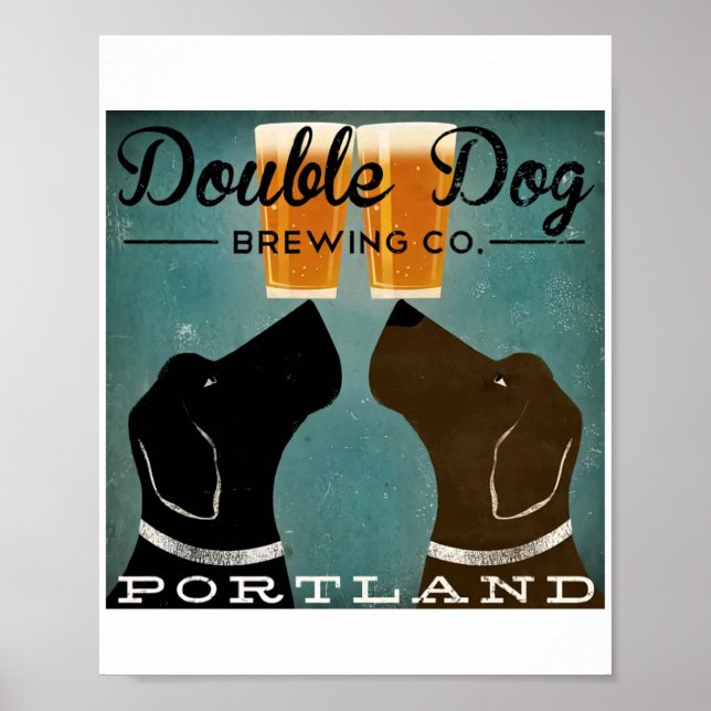 Buyartforless Double Dog Brewing Co Portland Black Poster (Vorne)