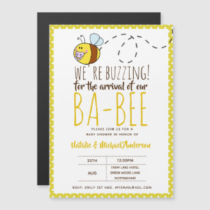 BUZING FÜR DIE ANKUNFT VON BA BEE Baby Shower Gelb Magneteinladung