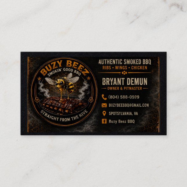 Buzy Bee BBQ Visitenkarte (Vorderseite)