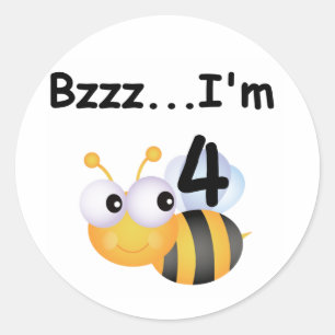 Buzz Bumblebee 4. Geburtstag T - Shirt und Geschen Runder Aufkleber