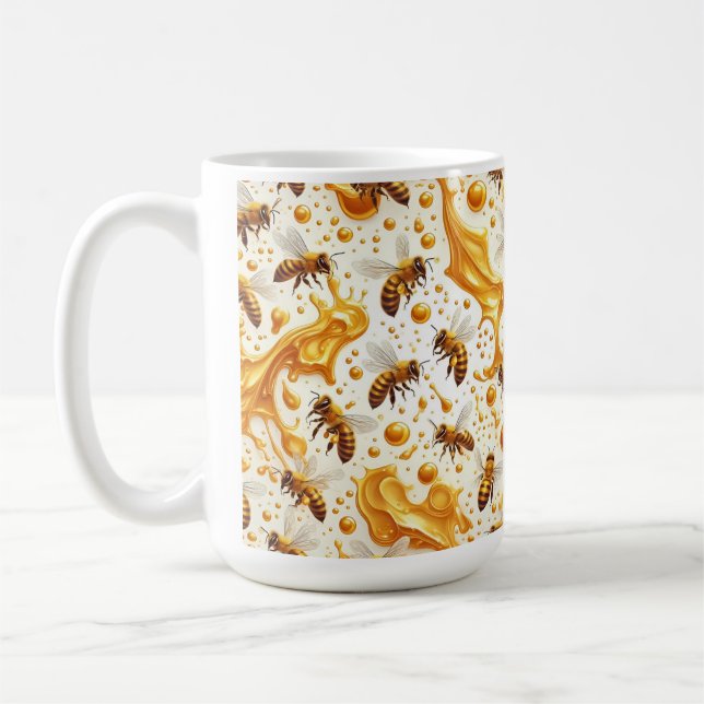 Buzz & Drip - Seamless 8 K Honey Bee Pattern with  Kaffeetasse (Links)