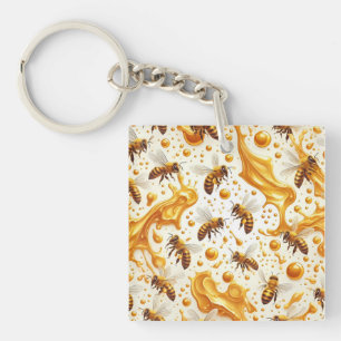 Buzz & Drip - Seamless 8 K Honey Bee Pattern with Schlüsselanhänger