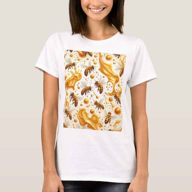 Buzz & Drip - Seamless 8 K Honey Bee Pattern with  T-Shirt (Vorderseite)