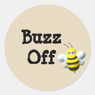 Buzz Off Bee Runder Aufkleber