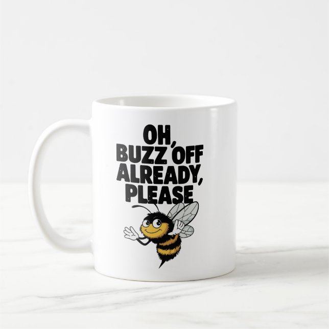 Buzz Off - Funny Bee Pun Kaffeetasse (Links)