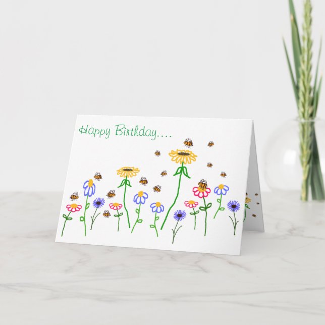 BuzzAboutBees Happy Birthday Bee Garden Gruß Karte (Vorderseite)