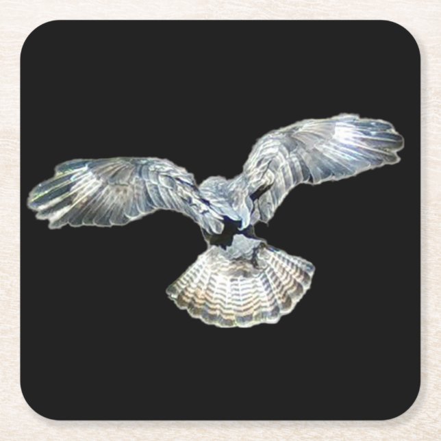 Buzzard Fanned Flügel und Schwanz Landing Unterset Rechteckiger Pappuntersetzer (Vorderseite)