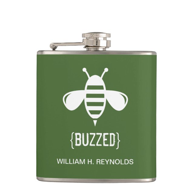 {BUZZED} Bienengeschenk (in vielen Farben) Flachmann (Vorderseite)