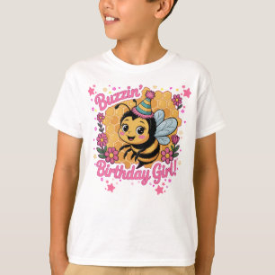 Buzzin' Birthday Girl Bee Theme Niedlich Bee Lover T-Shirt