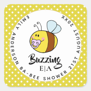 Buzzing Ba-BEE Babydusche Niedlich Danke Quadratischer Aufkleber