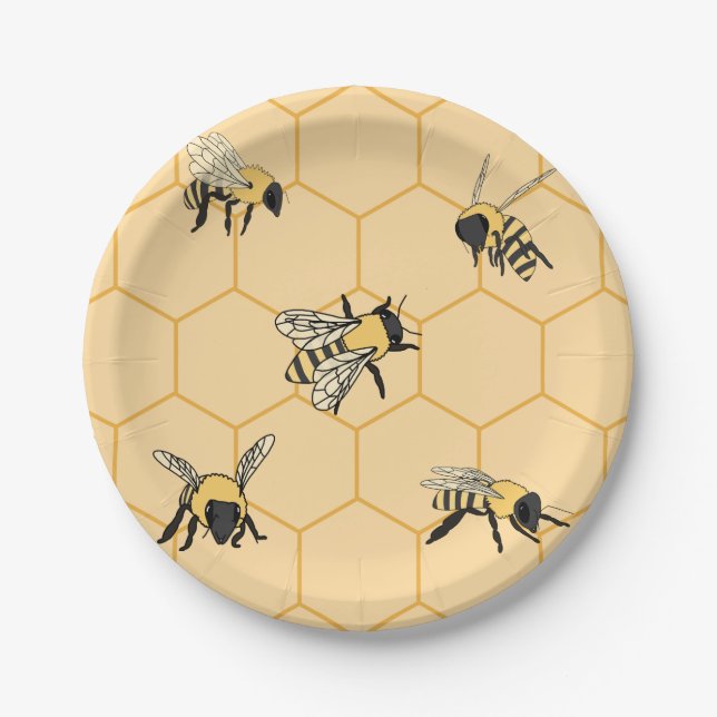 Buzzing Bienen Honeycomb Pappteller (Vorderseite)