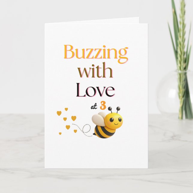 Buzzing with Love Birthday Card – Sweet Bee Design Karte (Vorderseite)