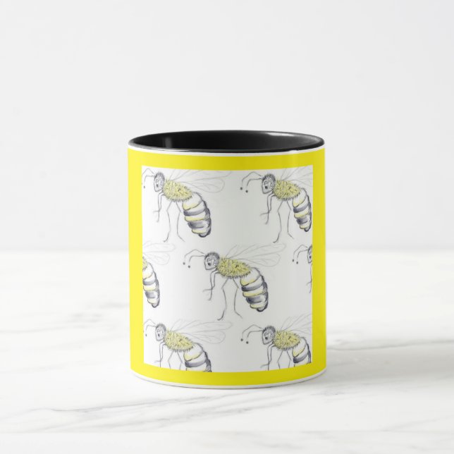 Buzzing with Style – Bee Illustration Ceramic Mug Tasse (Zentrum)