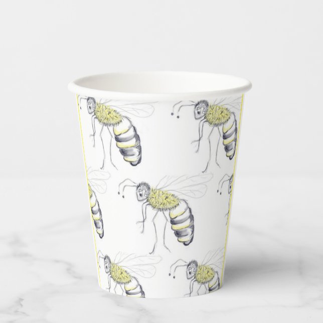 Buzzing with Style – Bee Illustration cups Pappbecher (Vorderseite)