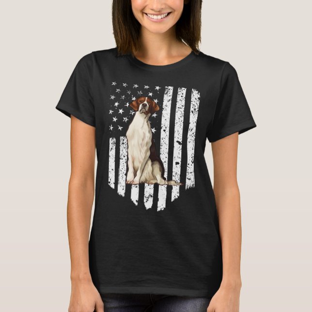 BW American Flag Irish Red and White Setter 4th Of T-Shirt (Vorderseite)