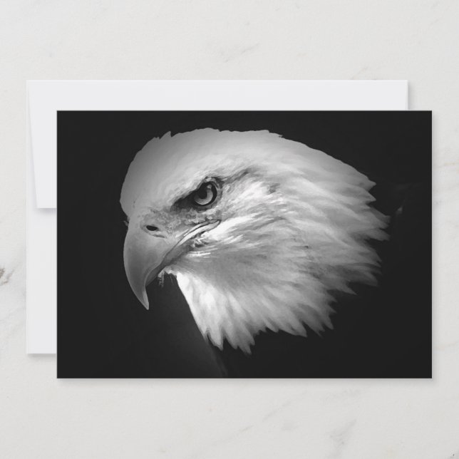 BW Bald American Eagle Einladung (Vorderseite)