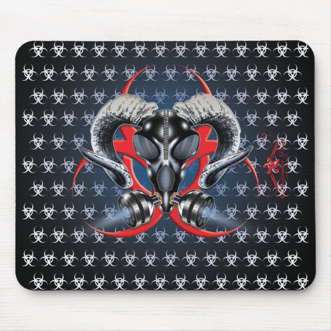 BW! BIOGEFÄHRDUNG WARNEN! TOTENKOPF MOUSEPAD (Vorne)