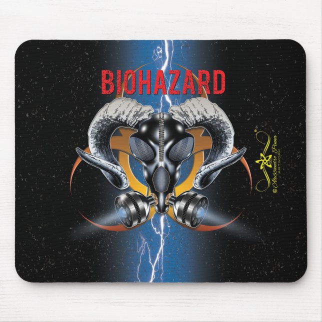 BW! BIOGEFÄHRDUNG WARNEN! TOTENKOPF MOUSEPAD (Vorne)