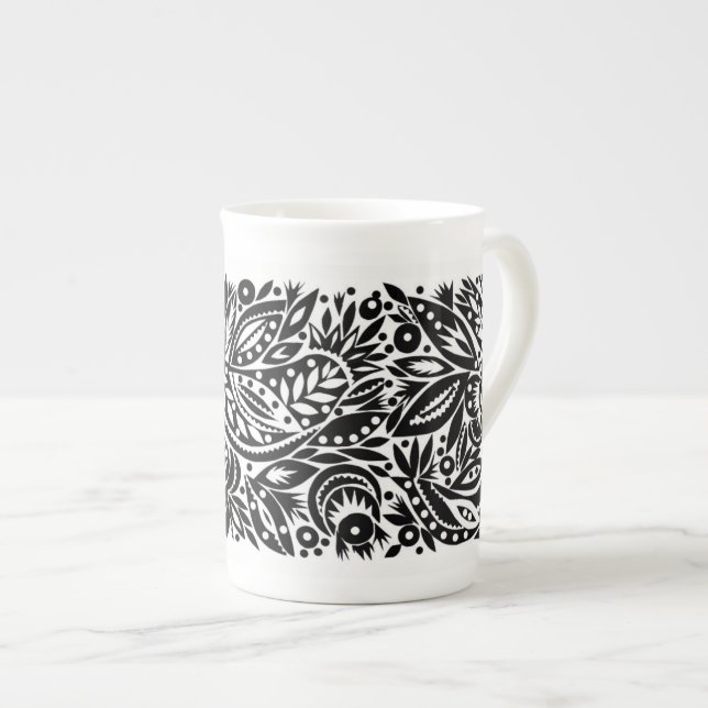 BW Bird Art Cutouts Bone China Tasse (Vorderseite Rechts)