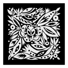 BW Bird Art Cutouts Poster - Negatives Bild