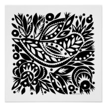 BW Bird Art Cutouts Poster - Positives Bild