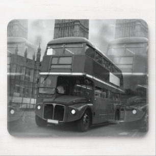 BW Black & White London Bus & Big Ben Mousepad